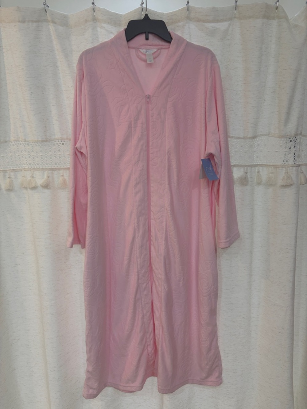 Adonna Light Pink Long Zip-Front Robe